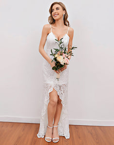 White Lace Beach Wedding Dress