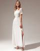 White A-line Formal Prom Dress With Lace