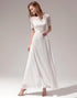 White A-line Formal Prom Dress With Lace