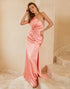 Peach One Shoulder Bridesmaid Dress with Ruffles