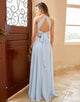 Rust Halter Open Back Long Bridesmaid Dress With Slit