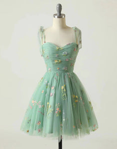 Cute Princess Green Short Homecoming Dress