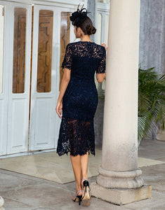 Navy Lace Mermaid Mother of the Bride Dress