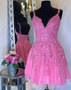 Pink Tulle Cute Homecoming Dress With Appliques