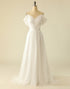 White Off the Shoulder Tulle Wedding Dress