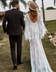 Ivory and Champagne Lace Boho Wedding Dress With Cape