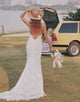 Ivory and Champagne Spaghetti Straps Beach Wedding Dress With Sweep Train