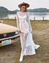Ivory Mermaid Long Sleeves Lace Boho Wedding Dress