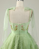 A Line Spaghetti Straps Green Short Homecoming Dress with Beading