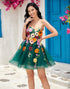Dark Green Strapless Homecoming Dress with 3D Flowers