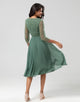 A Line V-Neck Eucalyptus Bridesmaid Dress with Long Sleeves