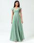 Lace-Up Back A Line Chiffon Green Bridesmaid Dress with Ruffles