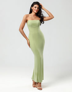 Strapless Mermaid Lemon Green Long Bridesmaid Dress