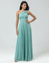 A Line One Shoulder Sea Glass Long Bridesmaid Dress