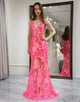 Mermaid Fuchsia Sequins Long Prom Dress