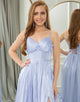 Lavender A Line Tiered Long Prom Dress With Slit