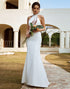 White Mermaid Halter Open Back Wedding Dress