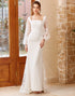 White Mermaid Long Sleeves Wedding Dress