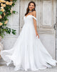 Elegant A Line Off the Shoulder Ivory Chiffon Wedding Dress with Lace