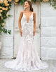 Ivory Mermaid Illusion Boat Neck Lace Wedding Dress