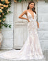 Ivory Mermaid Illusion Boat Neck Lace Wedding Dress