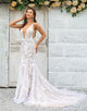 Ivory Mermaid Illusion Boat Neck Lace Wedding Dress