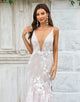 Ivory Mermaid Illusion Boat Neck Lace Wedding Dress