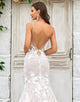 Ivory Mermaid Illusion Boat Neck Lace Wedding Dress