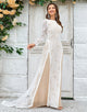 Champagne Long Sleeves Lace Sweep Train Wedding Dress