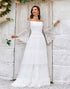 Ivory Sweep Train Flare Sleeves Wedding Dress