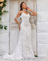 Mermaid Spaghetti Straps Ivory Wedding Dress with Fringes Lace
