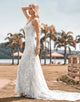 Charming Mermaid Spaghetti Straps Lace Ivory Wedding Dress with Sweep Train