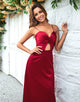 Hollow Out Burgundy Spaghetti Straps Bridesmaid Dress