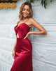 Hollow Out Burgundy Spaghetti Straps Bridesmaid Dress