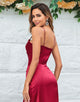 Hollow Out Burgundy Spaghetti Straps Bridesmaid Dress