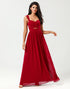 A Line Sweetheart Burgundy Long Bridesmaid Dress with Keyhole