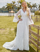 Graceful A-Line Long Sleeve Wedding Dress 2025 with Lace Applique