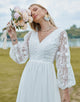 Elegant Lace Applique Long Sleeve Wedding Dress 2025 with Backless