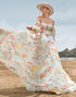 Charming A Line Sweetheart Ivory Floral Sweep Train Bridal Dress with Sleeves