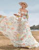 Charming A Line Sweetheart Ivory Floral Sweep Train Bridal Dress with Sleeves
