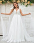 Ivory Detachable Watteau Train Tulle Wedding Dress