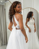 Ivory A Line Halter Open Back Wedding Dress