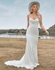 Simple Spaghetti Straps White Bridal Dress with Criss Cross Back