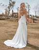 Ivory Boho Satin Simple Mermaid Wedding Dress with Slit