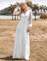 Ivory Boho Simple Sheath Long Sleeves Wedding Dress with Lace