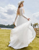 Elegant A-Line Hollow Long Sleeve Wedding Dress 2025 with Backless