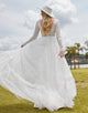 Elegant A-Line Hollow Long Sleeve Wedding Dress 2025 with Backless