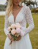 Elegant A-Line Hollow Long Sleeve Wedding Dress 2025 with Backless