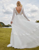 Elegant A-Line Hollow Long Sleeve Wedding Dress 2025 with Backless