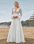 Long Sleeves Ivory A Line Wedding Dress with Lace